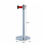 GROVIA Retractable Belt Barrier Post - 90cm Stanchion with 2m Customisable Belt & Weighted Base for Queue Management - Blue