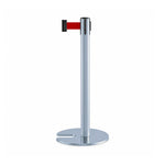 GROVIA Retractable Belt Barrier Post - 90cm Stanchion with 2m Customisable Belt & Weighted Base for Queue Management - Blue