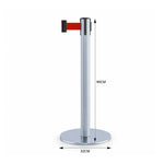 GROVIA Retractable Belt Barrier Post - 90cm Stanchion with 2m Customisable Belt & Flat Iron Base for Queue Management - Blue
