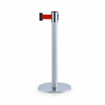 GROVIA Retractable Belt Barrier Post - 90cm Stanchion with 2m Customisable Belt & Flat Iron Base for Queue Management - Blue