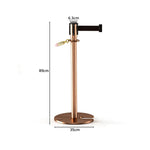 GROVIA Retractable Belt Barrier Post - 2m Belt Stanchion with Brushed Finish & U-Shaped Cast Iron Base for Queue Management - Rose Gold