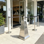 GROVIA Heavy-Duty Stainless Steel Traffic Cone - 70cm Brushed Finish Barrier Bollard with Ball Top for Entrances & Public Areas - Silver