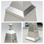 GROVIA Heavy-Duty Stainless Steel Traffic Cone - 70cm Brushed Finish Barrier Bollard with Ball Top for Entrances & Public Areas - Silver