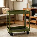 GROVIA 2 Tier Utility Trolley Mobile Storage Cart Compact Design 700x360x650mm Home Cafe Workshop Organizer - Green