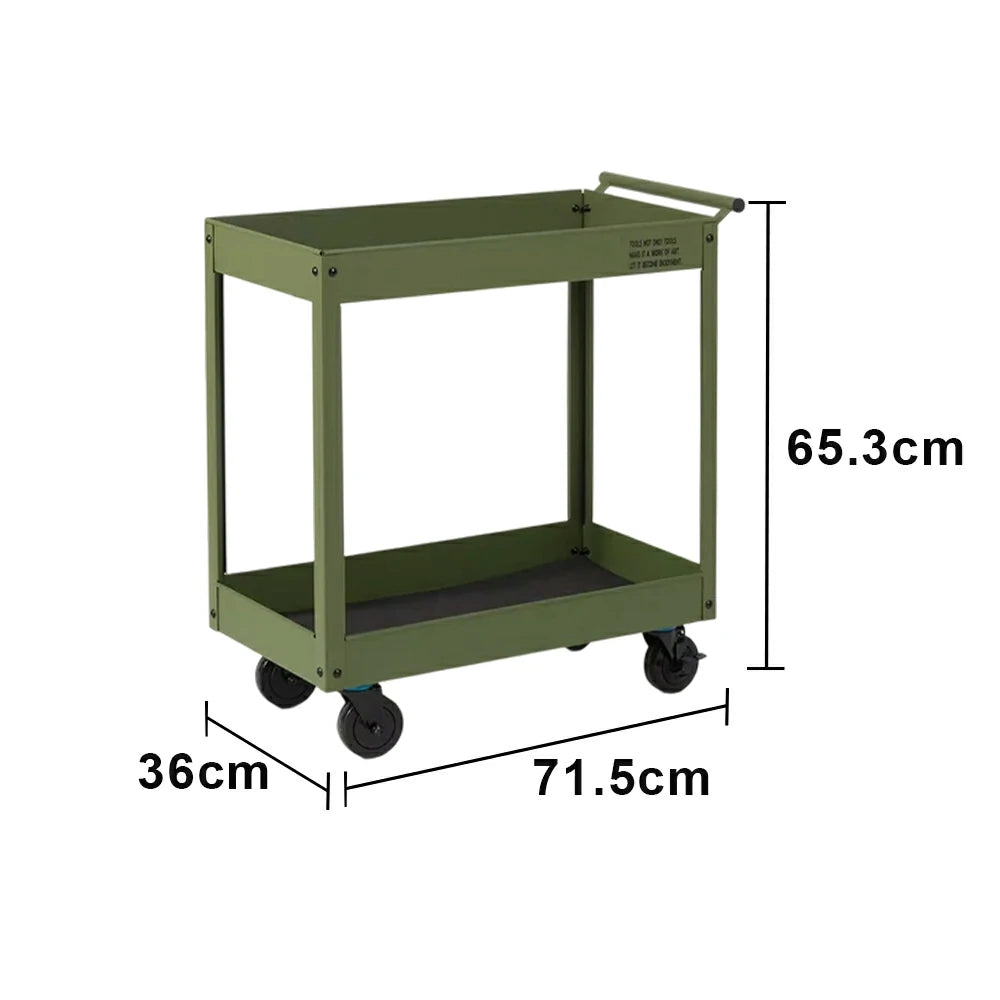 GROVIA 2 Tier Utility Trolley Mobile Storage Cart Compact Design 700x360x650mm Home Cafe Workshop Organizer - Green