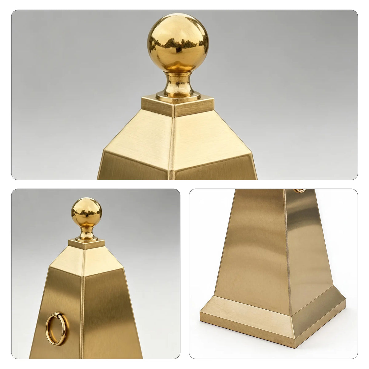 GROVIA Heavy-Duty Stainless Steel Traffic Cone - 70cm Brushed Finish Barrier Bollard with Ball Top for Entrances & Public Areas - Gold