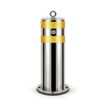 GROVIA Stainless Steel Removable Safety Bollard - 60cm Height 219mm Diameter with Reflective Strips & In-Ground Base for Traffic Control - Silver