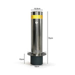 GROVIA Stainless Steel Safety Bollard - 60cm Height 219mm Diameter with Reflective Strip & In-Ground Base for Traffic Control - Silver