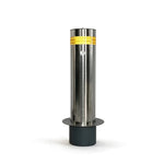 GROVIA Stainless Steel Safety Bollard - 60cm Height 219mm Diameter with Reflective Strip & In-Ground Base for Traffic Control - Silver