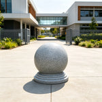 GROVIA Marble-Look Spherical Barrier Bollard - 60cm Rotomoulded Water or Sand Fillable Traffic Barrier for Gardens & Public Areas - Grey