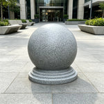 GROVIA Marble-Look Spherical Barrier Bollard - 60cm Rotomoulded Water or Sand Fillable Traffic Barrier for Gardens & Public Areas - Grey