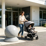 GROVIA Marble-Look Spherical Barrier Bollard - 60cm Rotomoulded Water or Sand Fillable Traffic Barrier for Gardens & Public Areas - Grey