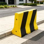 GROVIA Heavy-Duty Concrete Traffic Barrier - 100cm C30 Solid Concrete Road Block with High-Visibility Stripes for Car Parks & Roadworks - Yellow & Black