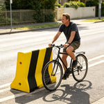 GROVIA Heavy-Duty Concrete Traffic Barrier - 100cm C30 Solid Concrete Road Block with High-Visibility Stripes for Car Parks & Roadworks - Yellow & Black