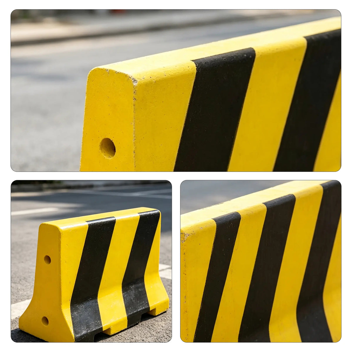 GROVIA Heavy-Duty Concrete Traffic Barrier - 100cm C30 Solid Concrete Road Block with High-Visibility Stripes for Car Parks & Roadworks - Yellow & Black