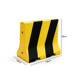 GROVIA Heavy-Duty Concrete Traffic Barrier - 100cm C30 Solid Concrete Road Block with High-Visibility Stripes for Car Parks & Roadworks - Yellow & Black