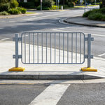 GROVIA Galvanised Steel Road Safety Barrier - 1.5m High Heavy-Duty Modular Fence with Weighted Bases for Traffic & Pedestrian Control - Grey