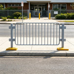 GROVIA Galvanised Steel Road Safety Barrier - 1.5m High Heavy-Duty Modular Fence with Weighted Bases for Traffic & Pedestrian Control - Grey