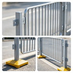 GROVIA Galvanised Steel Road Safety Barrier - 1.5m High Heavy-Duty Modular Fence with Weighted Bases for Traffic & Pedestrian Control - Grey