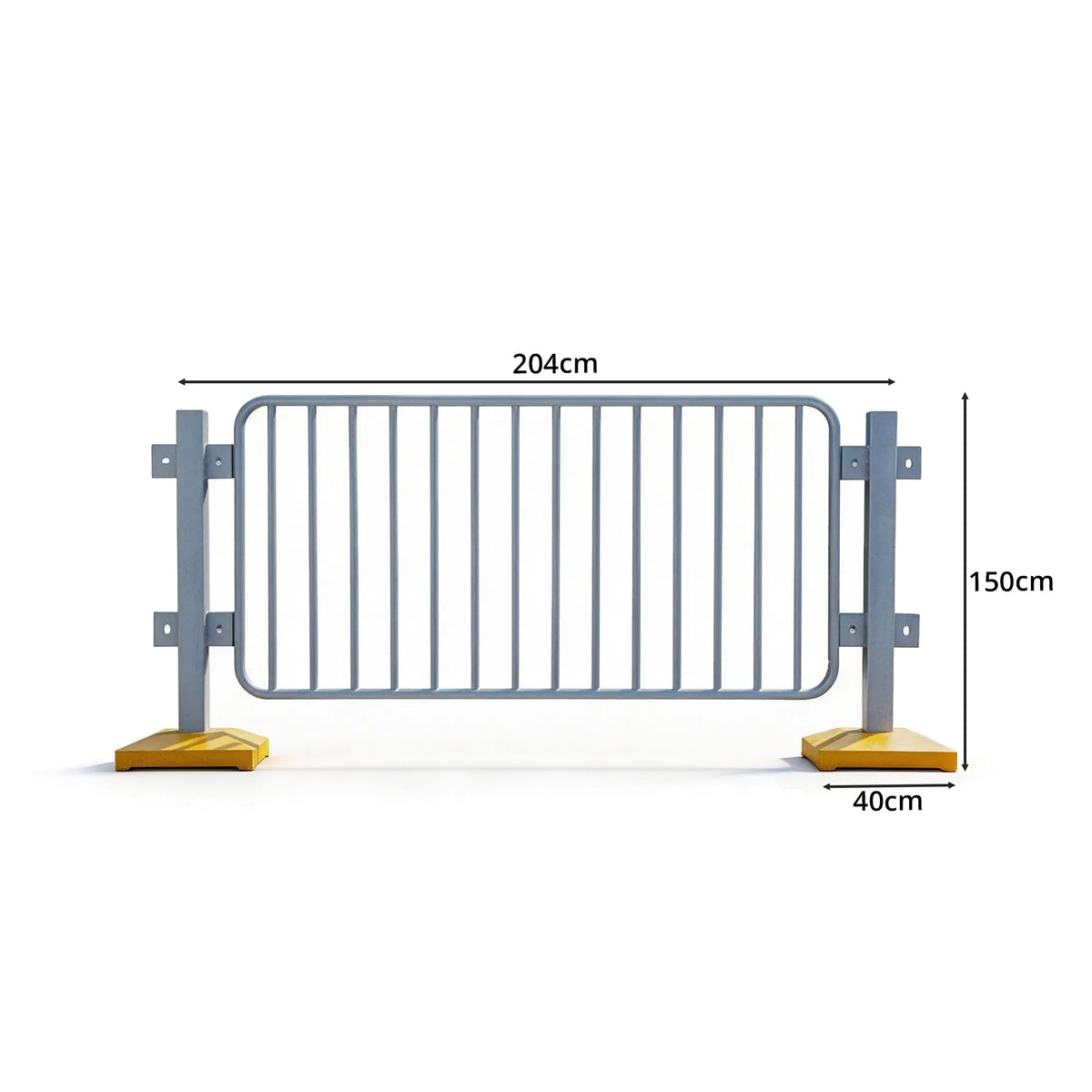 GROVIA Galvanised Steel Road Safety Barrier - 1.5m High Heavy-Duty Modular Fence with Weighted Bases for Traffic & Pedestrian Control - Grey
