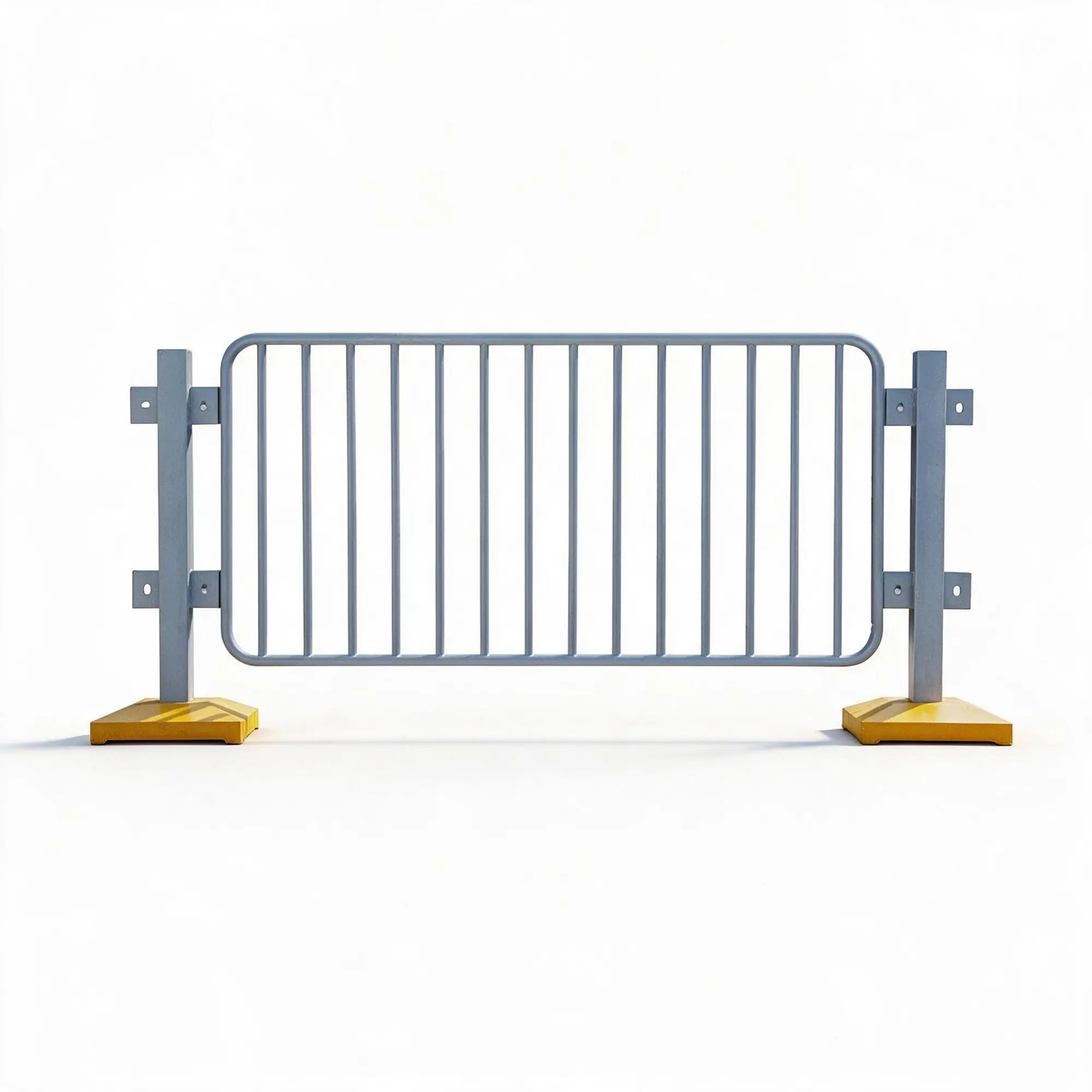 GROVIA Galvanised Steel Road Safety Barrier - 1.5m High Heavy-Duty Modular Fence with Weighted Bases for Traffic & Pedestrian Control - Grey