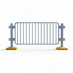 GROVIA Galvanised Steel Road Safety Barrier - 1.5m High Heavy-Duty Modular Fence with Weighted Bases for Traffic & Pedestrian Control - Grey