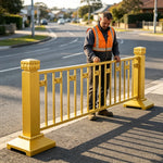 GROVIA Decorative Gold Road Safety Barrier - 3.1m Long 1.2m High Modular Fence with Stable Bases for Public Areas & Traffic Control - Gold