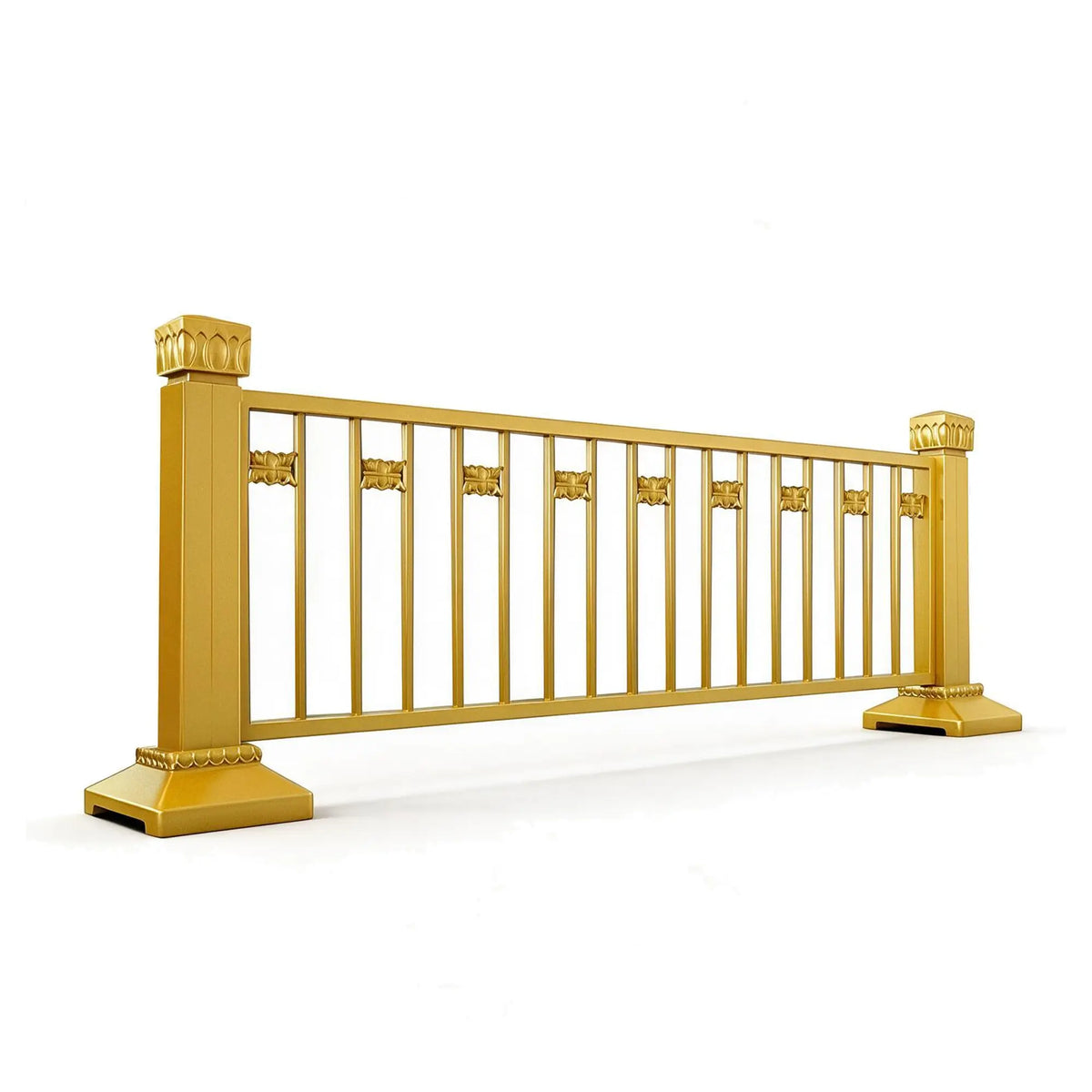 GROVIA Decorative Gold Road Safety Barrier - 3.1m Long 1.2m High Modular Fence with Stable Bases for Public Areas & Traffic Control - Gold
