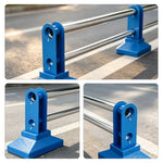 GROVIA Stainless Steel Road Safety Barrier - 60cm High Modular Fence with Dual Rails & Stable Bases for Traffic & Pedestrian Control - Blue & Silver