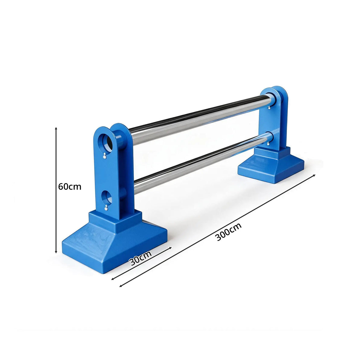 GROVIA Stainless Steel Road Safety Barrier - 60cm High Modular Fence with Dual Rails & Stable Bases for Traffic & Pedestrian Control - Blue & Silver