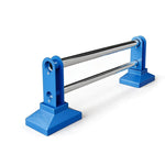 GROVIA Stainless Steel Road Safety Barrier - 60cm High Modular Fence with Dual Rails & Stable Bases for Traffic & Pedestrian Control - Blue & Silver