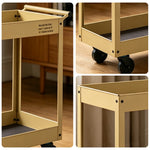 GROVIA 2 Tier Utility Trolley Mobile Storage Cart Compact Design 700x360x650mm Home Cafe Workshop Organizer - Yellow