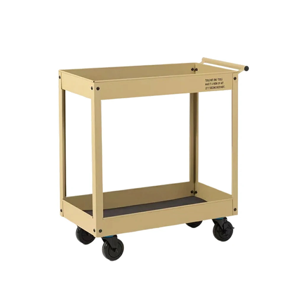 GROVIA 2 Tier Utility Trolley Mobile Storage Cart Compact Design 700x360x650mm Home Cafe Workshop Organizer - Yellow
