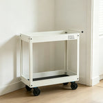 GROVIA 2 Tier Utility Trolley Mobile Storage Cart Compact Design 700x360x650mm Home Cafe Workshop Organizer - White