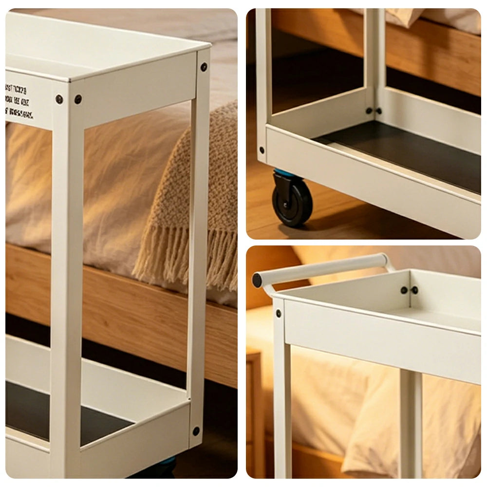 GROVIA 2 Tier Utility Trolley Mobile Storage Cart Compact Design 700x360x650mm Home Cafe Workshop Organizer - White