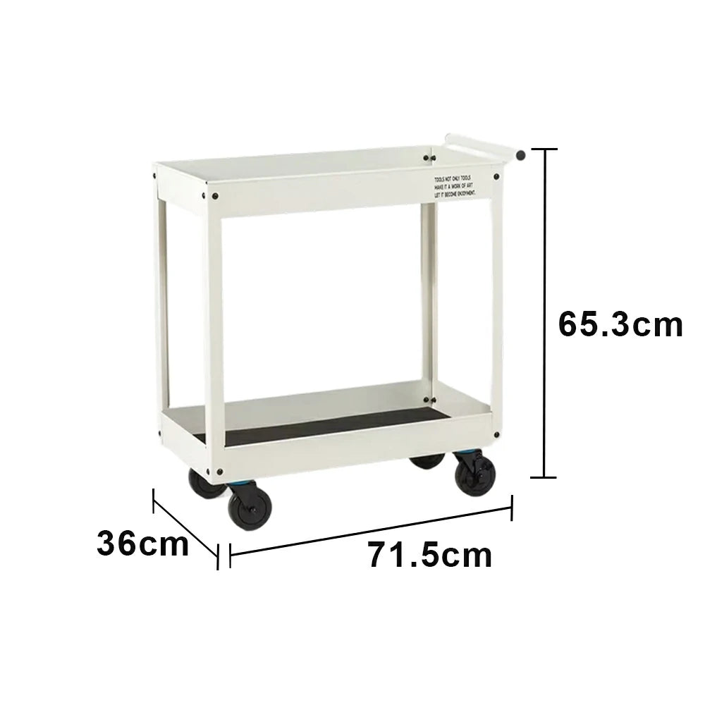 GROVIA 2 Tier Utility Trolley Mobile Storage Cart Compact Design 700x360x650mm Home Cafe Workshop Organizer - White