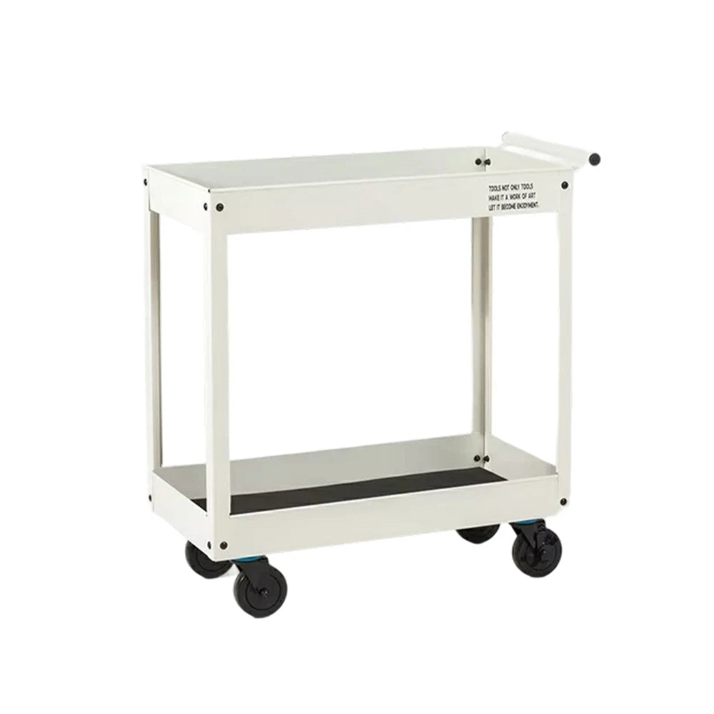 GROVIA 2 Tier Utility Trolley Mobile Storage Cart Compact Design 700x360x650mm Home Cafe Workshop Organizer - White