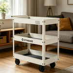 GROVIA 3 Tier Utility Trolley Mobile Storage Cart Compact Design 700x360x780mm Home Cafe Workshop Organizer - White