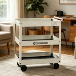 GROVIA 3 Tier Utility Trolley Mobile Storage Cart Compact Design 700x360x780mm Home Cafe Workshop Organizer - White