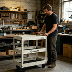 GROVIA 3 Tier Utility Trolley Mobile Storage Cart Compact Design 700x360x780mm Home Cafe Workshop Organizer - White