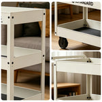 GROVIA 3 Tier Utility Trolley Mobile Storage Cart Compact Design 700x360x780mm Home Cafe Workshop Organizer - White