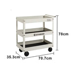 GROVIA 3 Tier Utility Trolley Mobile Storage Cart Compact Design 700x360x780mm Home Cafe Workshop Organizer - White