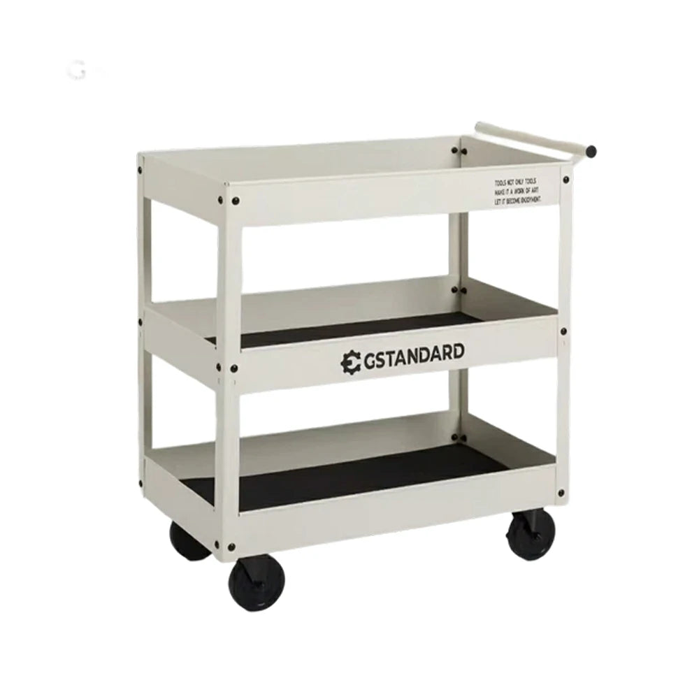 GROVIA 3 Tier Utility Trolley Mobile Storage Cart Compact Design 700x360x780mm Home Cafe Workshop Organizer - White