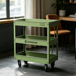 GROVIA 3 Tier Utility Trolley Mobile Storage Cart Compact Design 700x360x780mm Home Cafe Workshop Organizer - Green