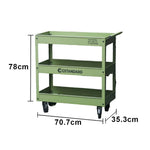 GROVIA 3 Tier Utility Trolley Mobile Storage Cart Compact Design 700x360x780mm Home Cafe Workshop Organizer - Green