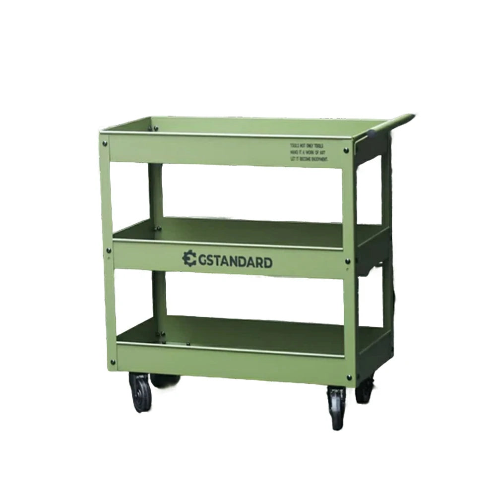 GROVIA 3 Tier Utility Trolley Mobile Storage Cart Compact Design 700x360x780mm Home Cafe Workshop Organizer - Green