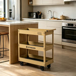 GROVIA 3 Tier Utility Trolley Mobile Storage Cart Compact Design 700x360x780mm Home Cafe Workshop Organizer - Yellow