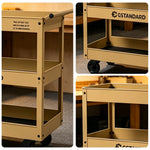 GROVIA 3 Tier Utility Trolley Mobile Storage Cart Compact Design 700x360x780mm Home Cafe Workshop Organizer - Yellow