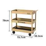 GROVIA 3 Tier Utility Trolley Mobile Storage Cart Compact Design 700x360x780mm Home Cafe Workshop Organizer - Yellow