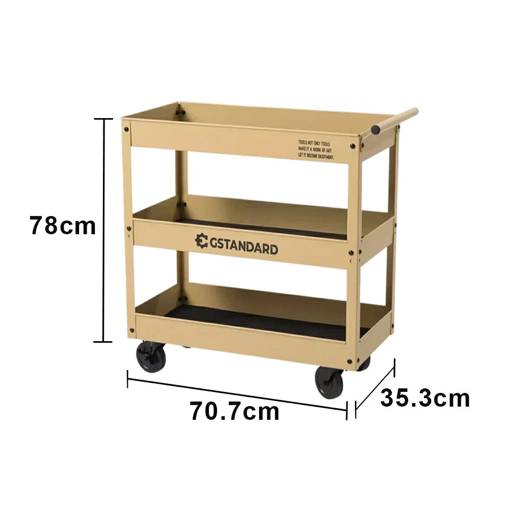 GROVIA 3 Tier Utility Trolley Mobile Storage Cart Compact Design 700x360x780mm Home Cafe Workshop Organizer - Yellow